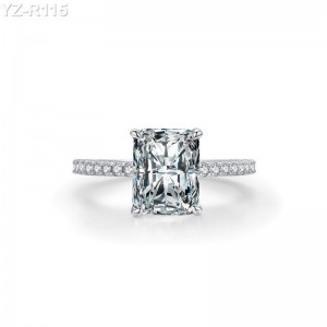 Radiant Moissanite diamond Pave Ring