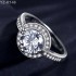 Round Moissanite diamond Halo Pave Ring Shown In 9mm 3.0ct 