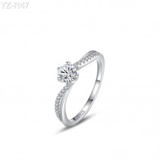 6.5mm 1.0ct Round Moissanite diamond Pave Ring