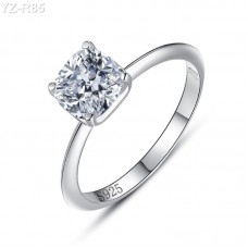 6x6mm 1.0ct Cushion Moissanite diamond Solitaire Ring